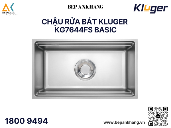 Chậu rửa bát Kluger KG7644FS Basic - Inox 304 posco - Linen chống xước